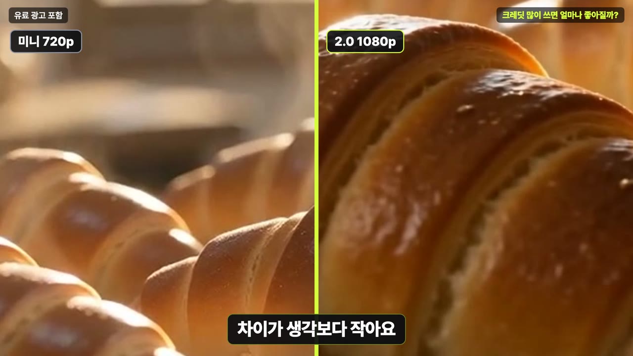 미니 720p 5 크레딧 vs 시댄스 2.0 1080p 60 크레딧